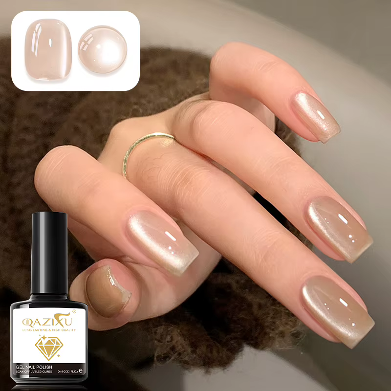 Vernis à ongles Gel œil de chat, Champagne or, Semi-Permanent, paillettes magnétiques, trempage UV L
