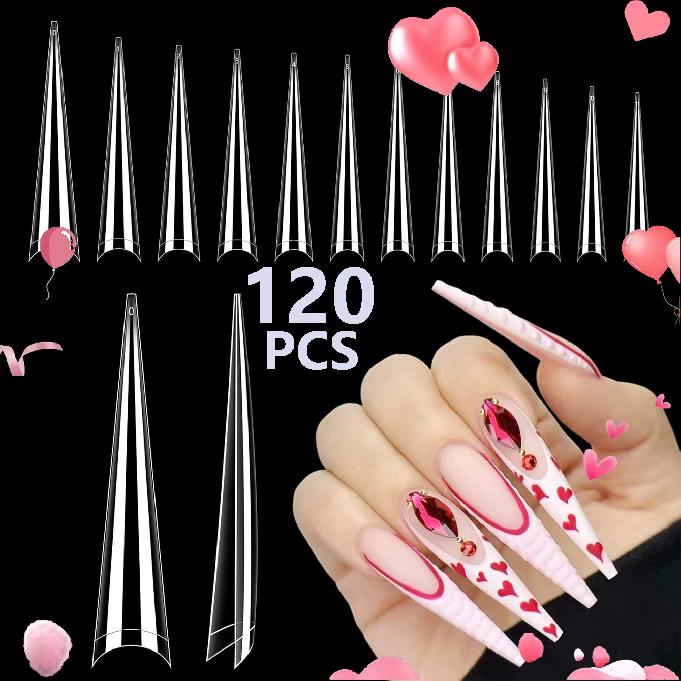 60 pièces/100 pièces/120 pièces couverture complète faux ongles longs Stiletto conseils sculptés cla