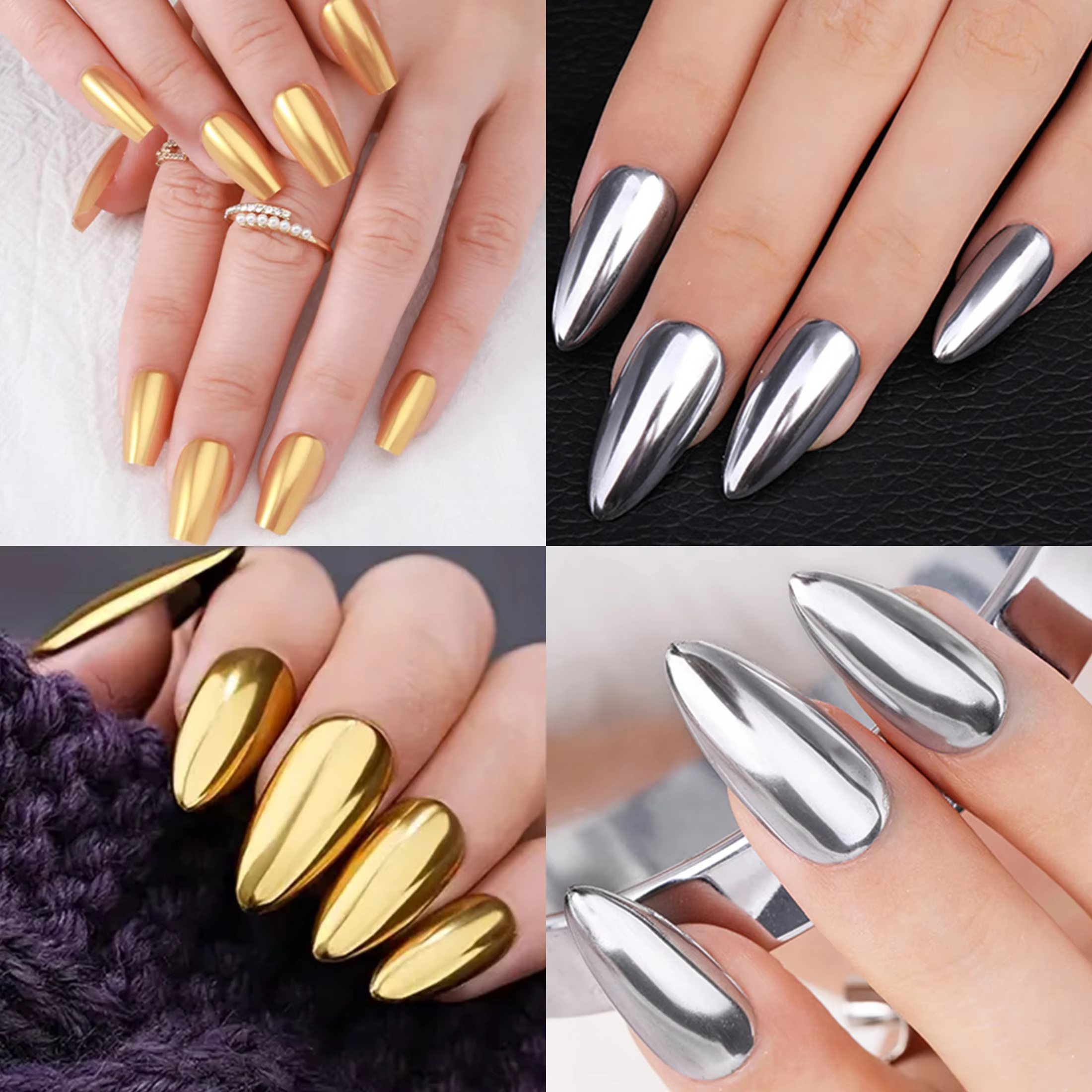 Vernis à ongles en Gel métallique, 1 pièce, paillettes métalliques, poussière à friction, Pigment br