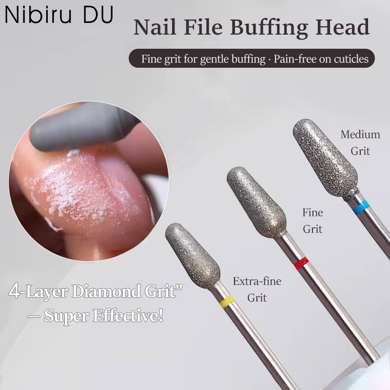 Limes à ongles en diamant, perceuse, mèche de polissage des cuticules, tête de meulage des ongles, m