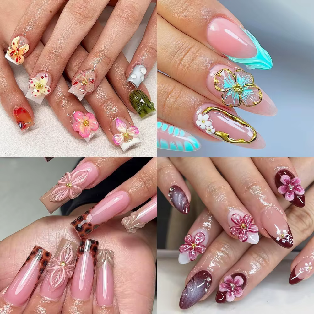 Moule de sculpture d'ongles en Silicone 3D, fleurs de lys en Relief, pétales de fleurs d'hibiscus, m