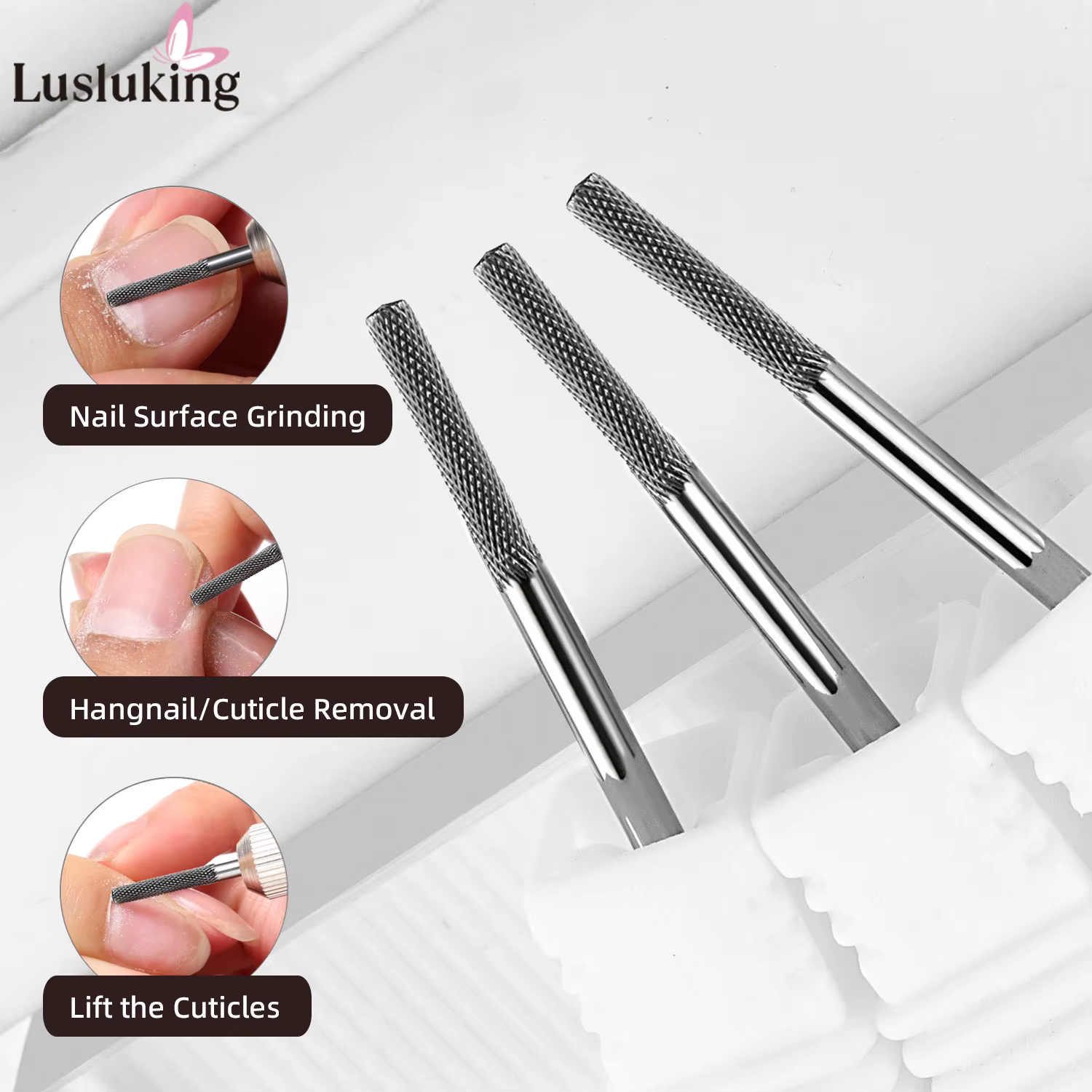 Tête de meulage des ongles naturels 3XF, manteau de Base, élimination des cuticules, fraise pour man