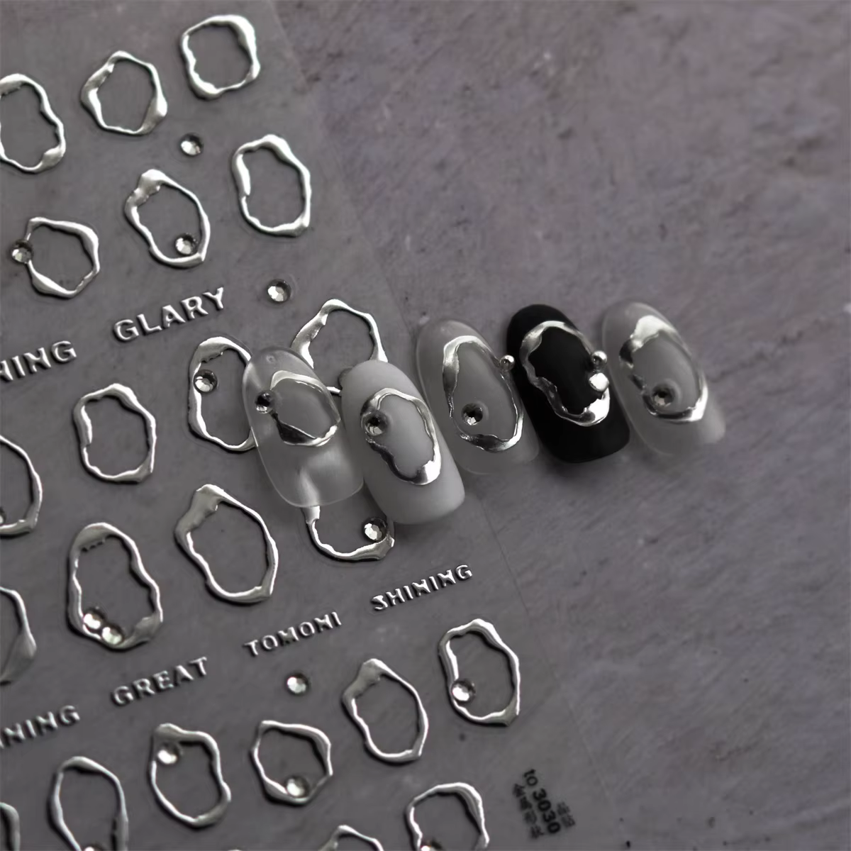 1 pièces 5D strass or argent motif irrégulier autocollant pour ongles conception Simple adhésif curs
