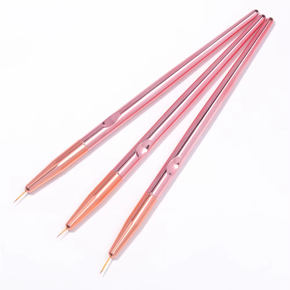 LULAA – ensemble de 3 pinceaux à ongles, couleur or rose, pinceau pour dessin d'ongles, pinceau pour