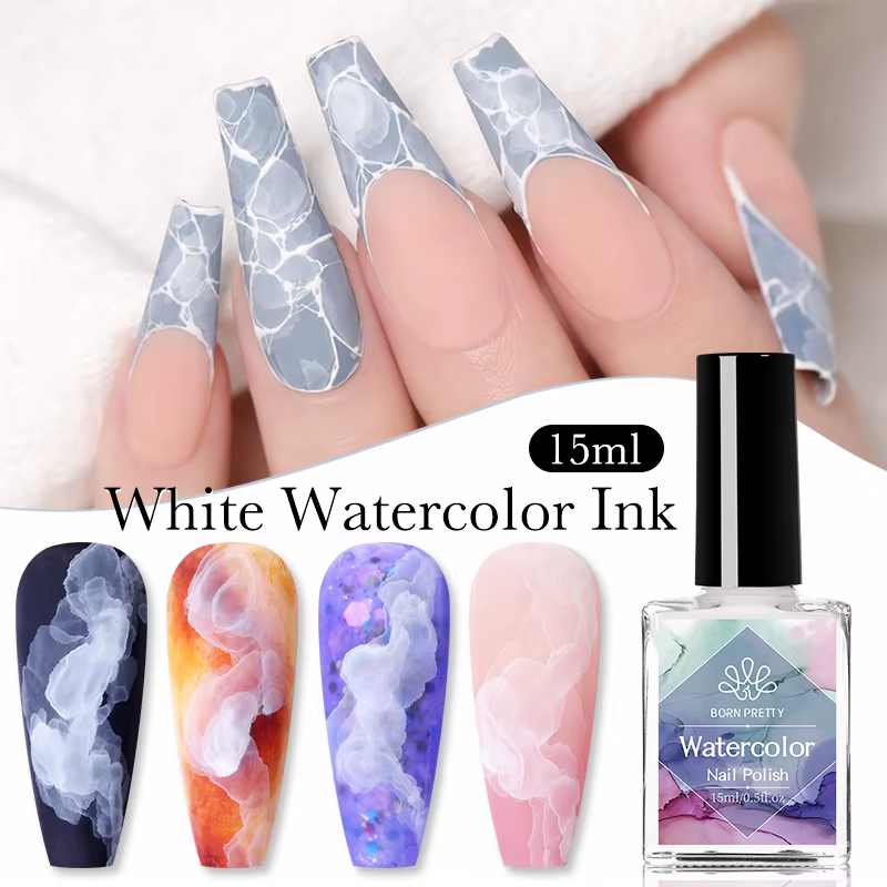 BORN PRETTY – vernis à ongles blanc, aquarelle, encre pour ongles, Design naturel, séchage à l'air l