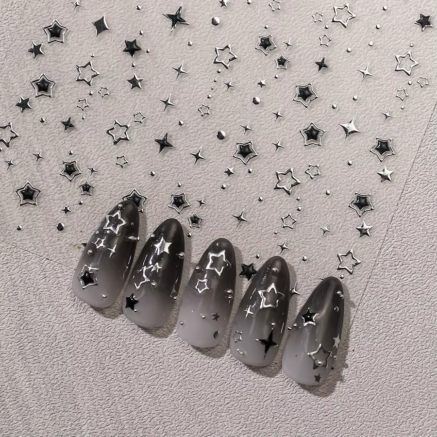 Autocollant pour ongles bronzants, adhésif Transparent sur le dos, pour Nail Art, Cool, étoile à cin