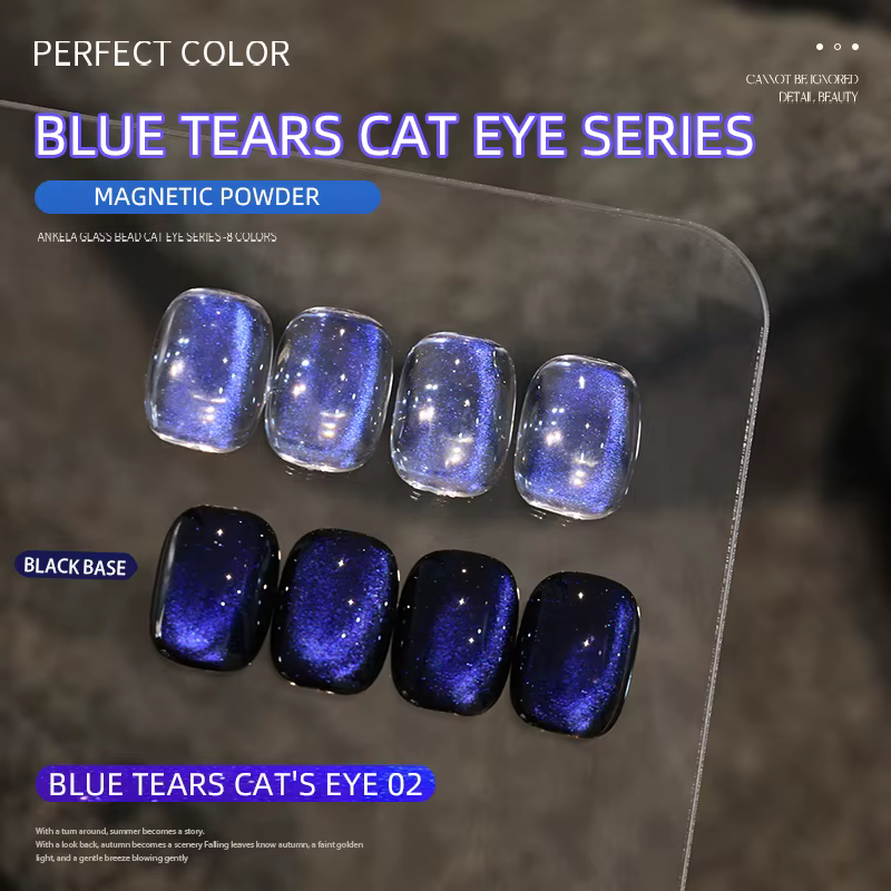 PARPECT COLOR Série œil de chat larmes bleues, 3 couleurs 1 pièce/3g Couleur bleue unique et poudre