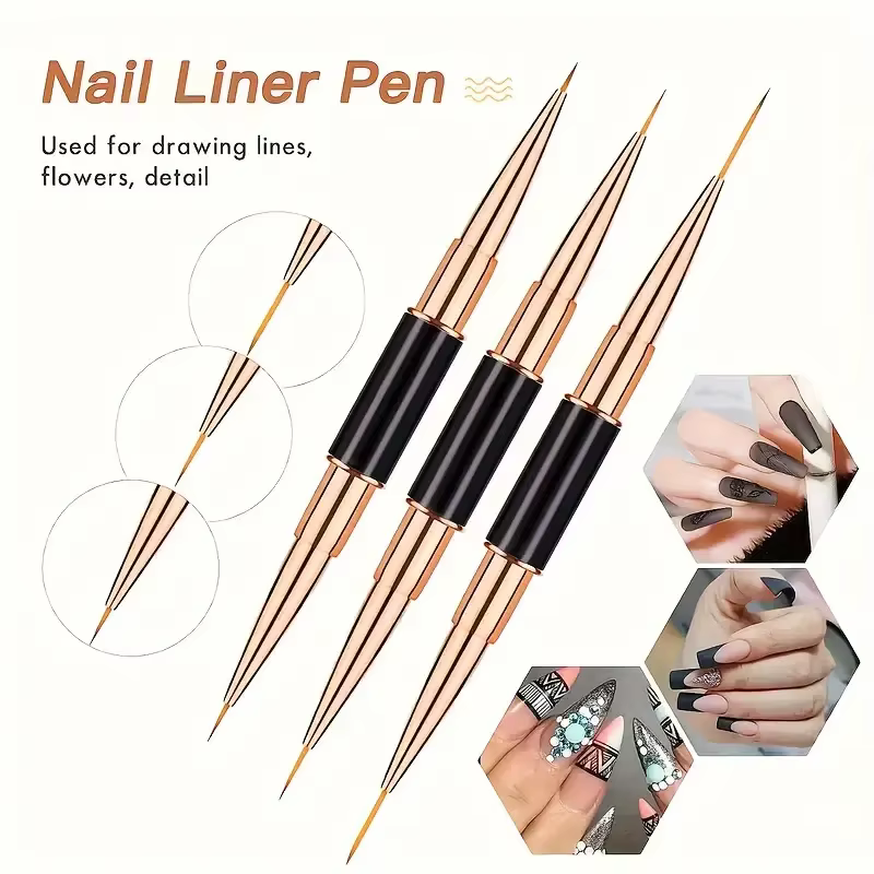 Ensemble de pinceaux professionnels pour Nail Art, 5 pièces, pinceaux à Double extrémité pour longue