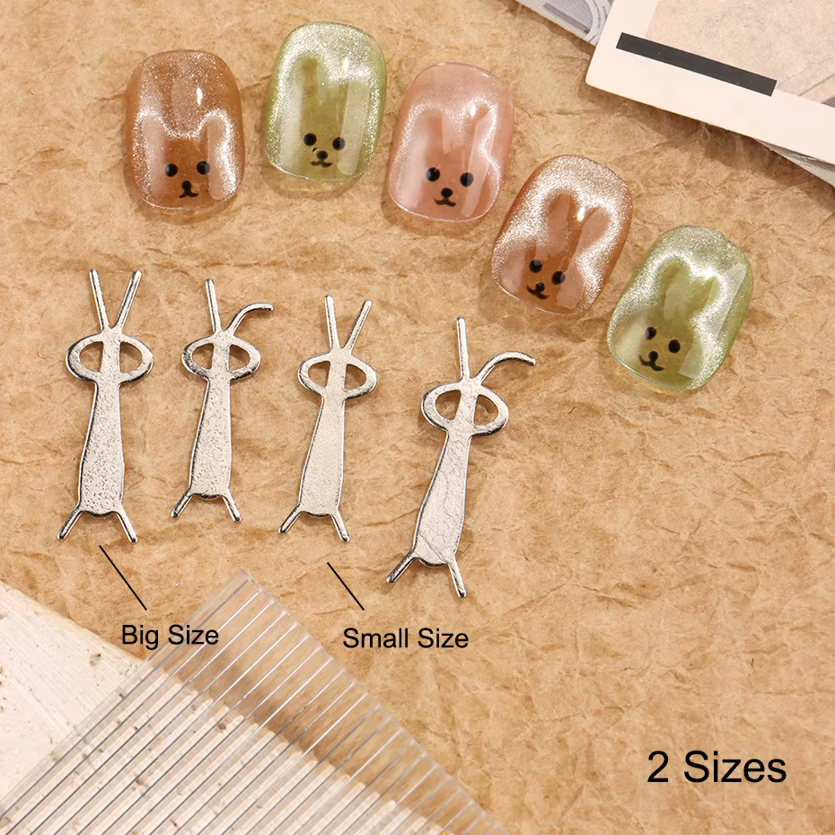 4 pièces Kawaii lapin ours forme oeil de chat aimant pour ongles oreille pliée lapin oeil de chat ef
