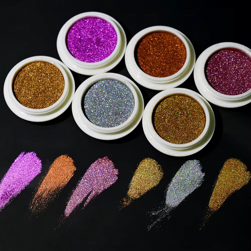 6 couleurs/ensemble miroir métallique Chrome poudre à ongles holographique caméléon paillettes manuc