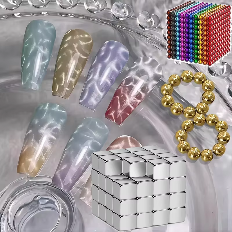 Puissant magnétique Nail Art oeil de chat Cube perles aimants ensemble multifonctionnel Nail Art fle