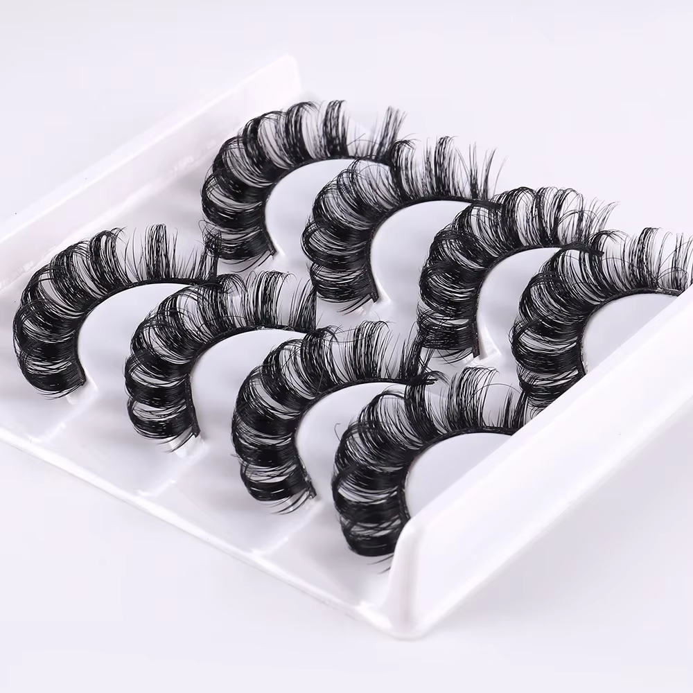 4 paires de cils à bande russe cils de vison moelleux faux cils 3D cils de Volume russe faux cils