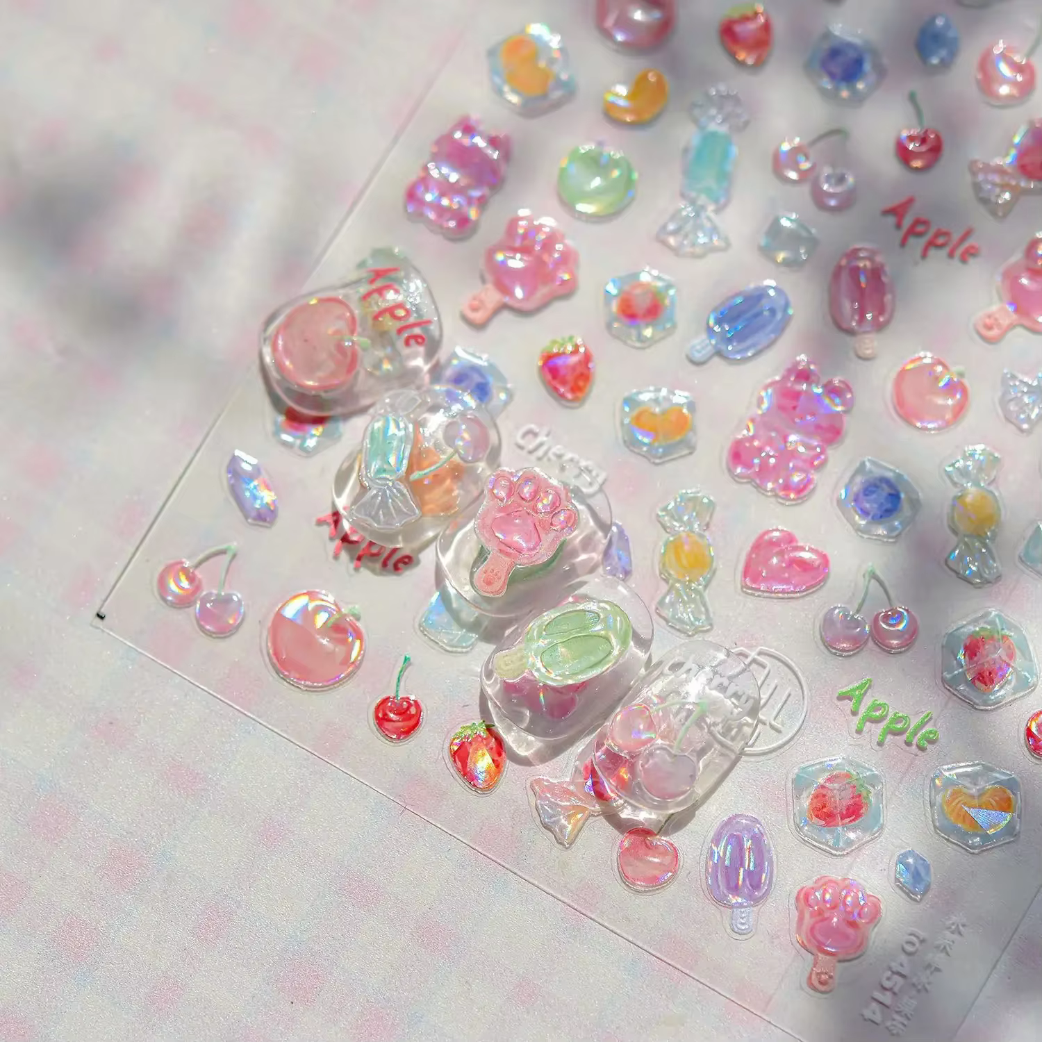 Autocollant de manucure pour Nail Art, fruits, fête, ananas, Pitaya, Kiwi, fruits, pomme, pastèque,