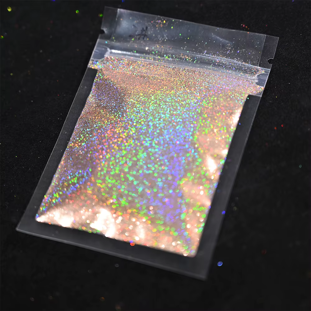 Paillettes holographiques Laser arc-en-ciel pour ongles, 0.2MM, poudre scintillante pour ongles, 10G
