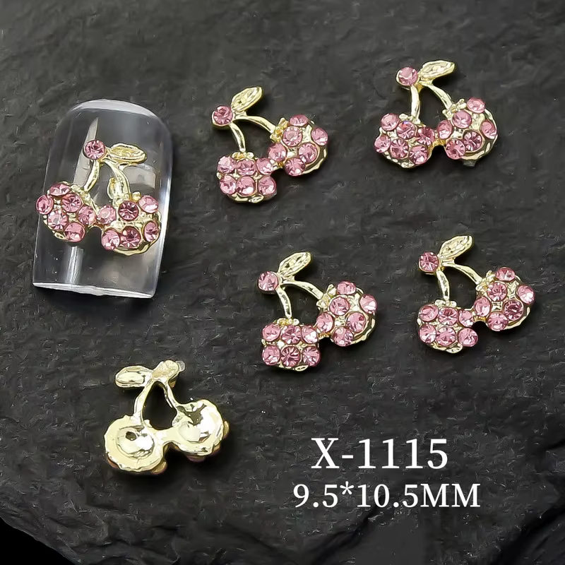 Breloques en alliage avec biscuits pour décoration d'ongles, accessoires en métal, diamant, rouge, r