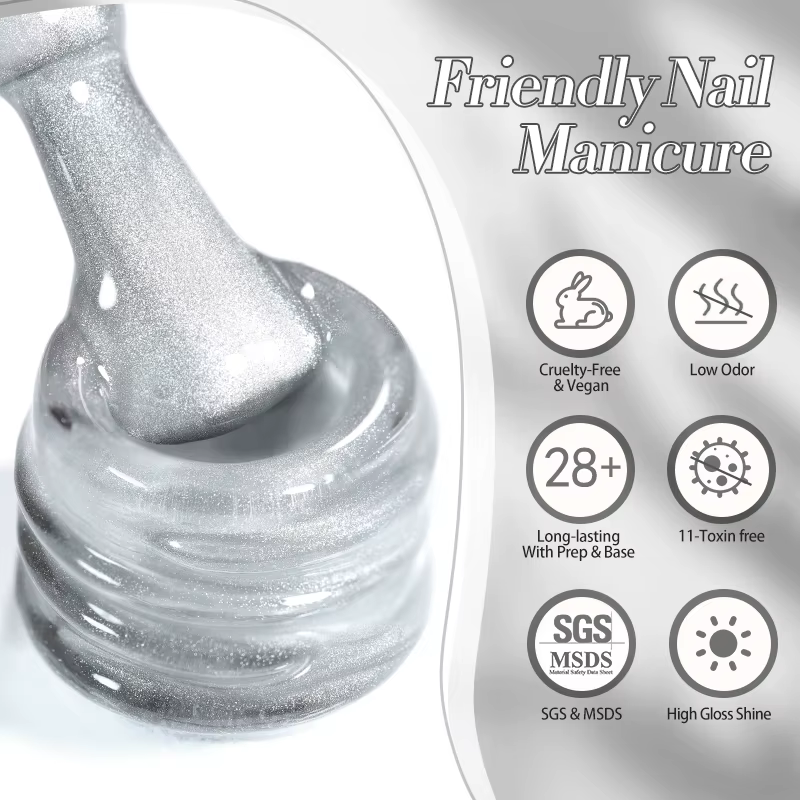 BORN PRETTY 10ml Gel Magnétique Effet Chat Blanc Fluide Ultra Brillant Soak Off UV Gel Effet Miroir