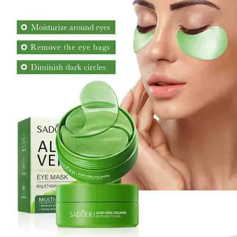 Masque pour les yeux au collagène à l'aloe Vera, 60 pièces, Anti-cernes, sacs pour les yeux, hydrata