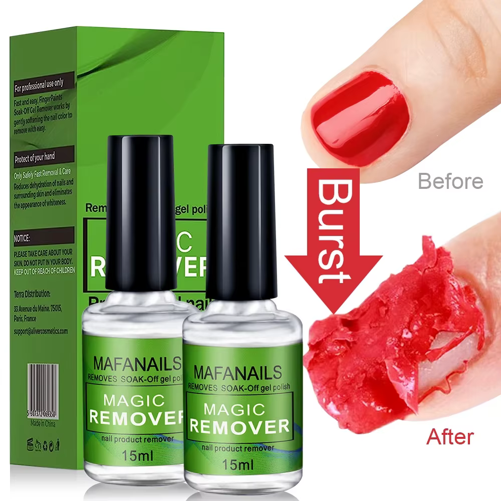 MAFANAILS-Dissolvant Magique pour Verhéritage à Ongles, Gel UV, Dissolvant Rapide, Semi Continu, Ver