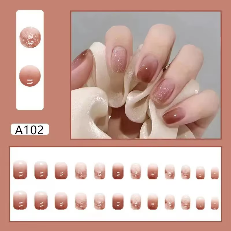 Faux ongles amovibles, dégradé de Caramel, pièce d'hiver, haut sens du désir pur, glace, couleur tra