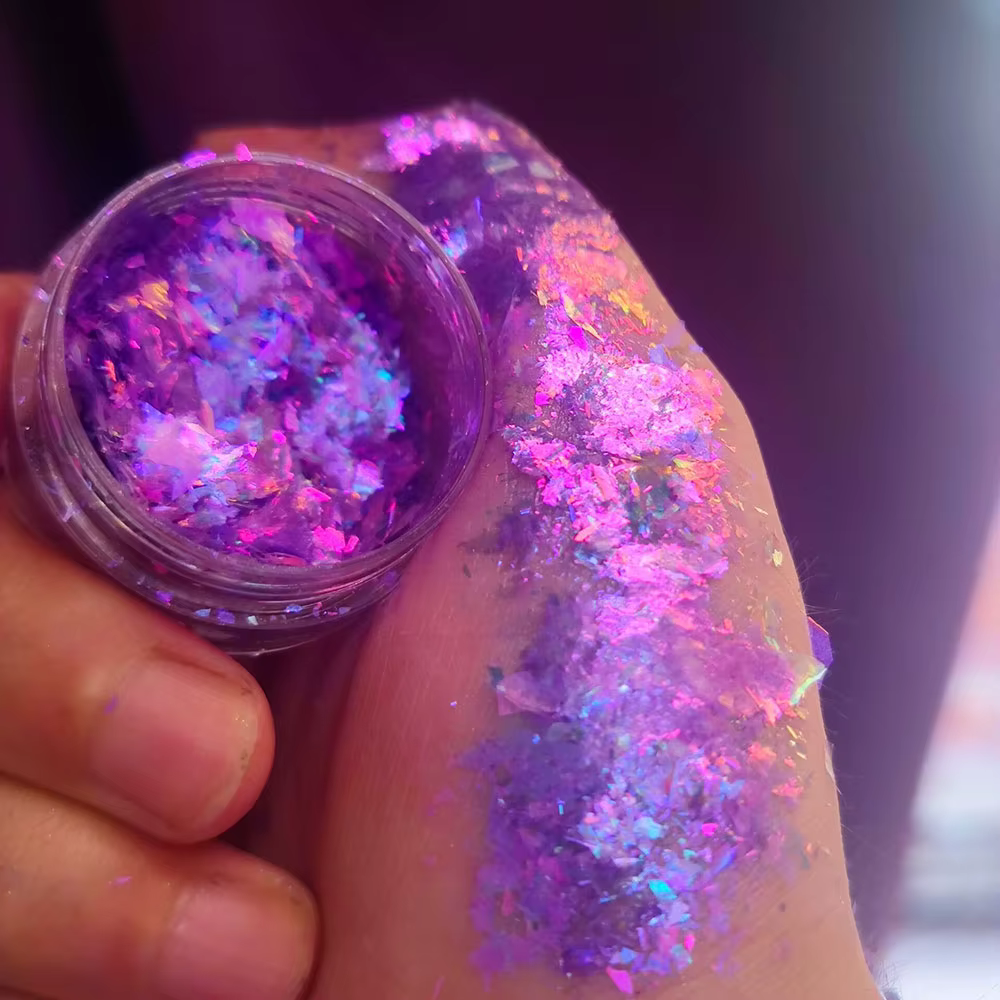 1 * ongles caméléon paillettes flocons multi-chromes holographiques poudre à ongles irisé vernis à o