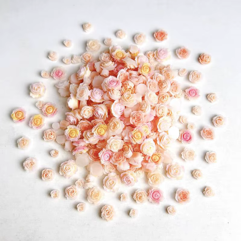 Double couleur Rose pivoine Nail Art décoration 3D lumineux petits boutons de fleurs fraîches breloq