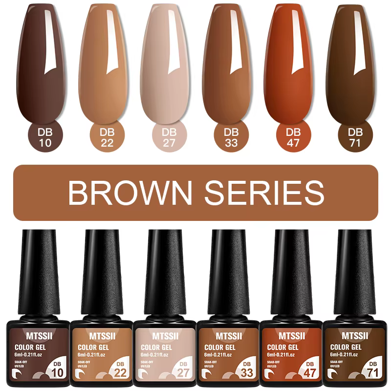 6 pièces Gel vernis à ongles ensemble HEMA gratuit rouge marron couleur Semi Permanent tremper UV Ge