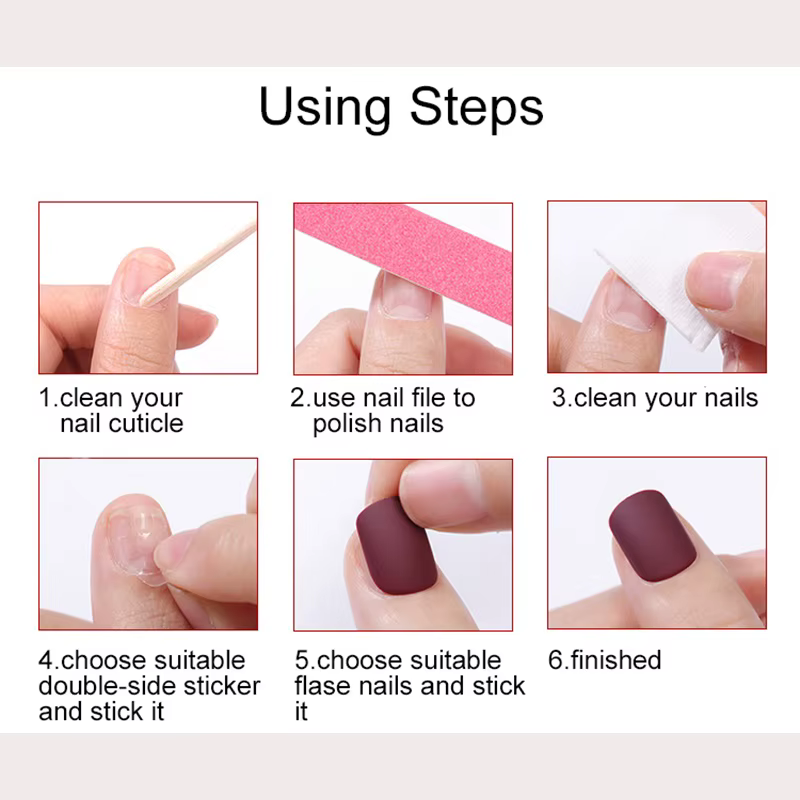 Noir rose doux français amande presse à la main sur les ongles grille à pois amour jupe Ballet faux