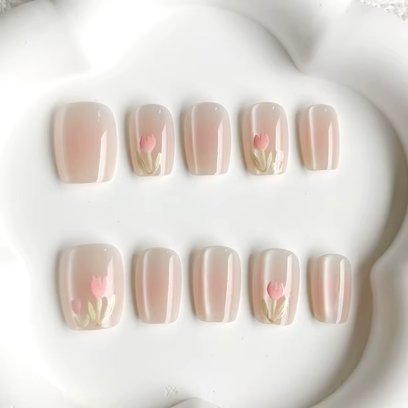 10 pièces de faux ongles à presser pour femmes, style printanier frais et délicat, motif bonbon Dopa