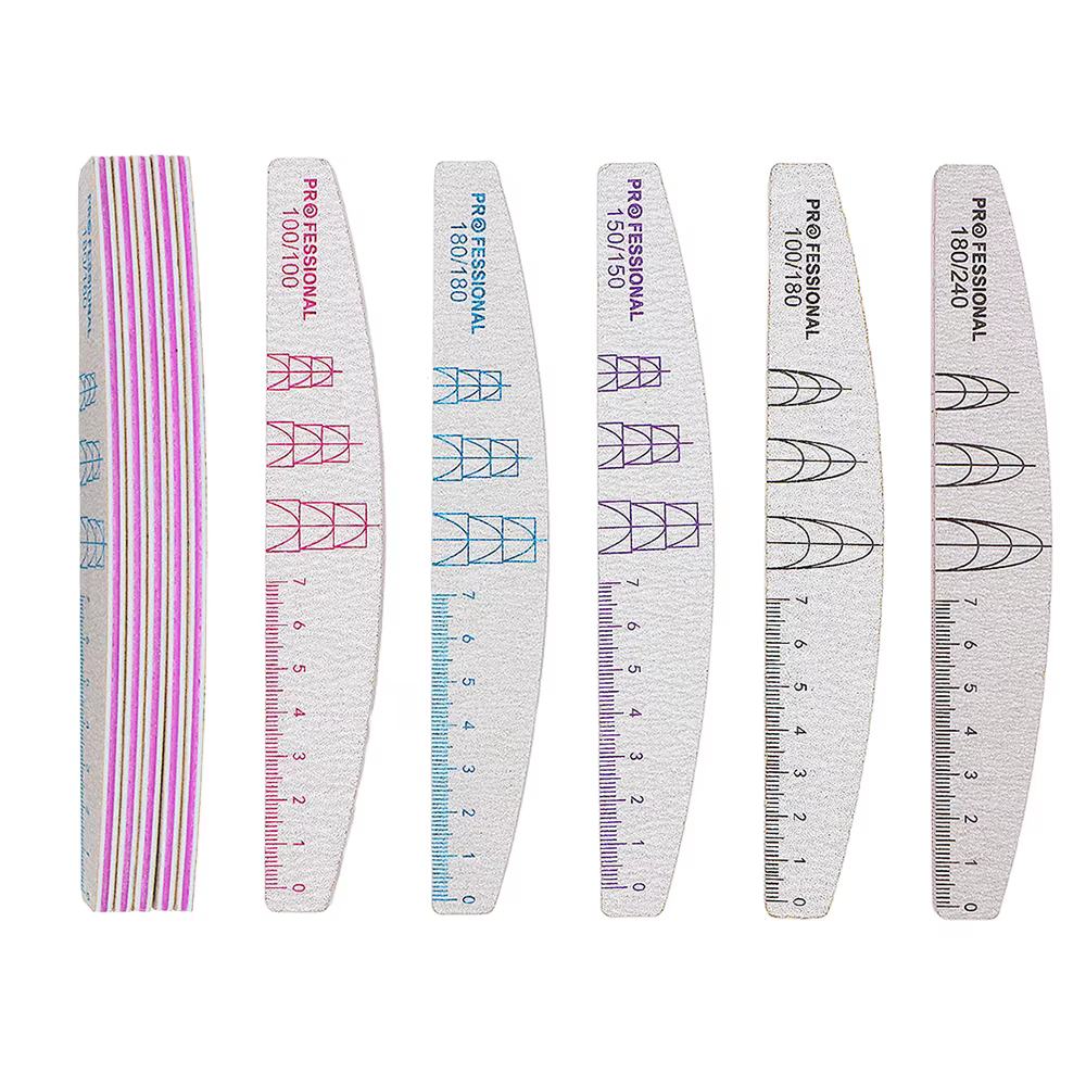 Lot de 5/10 limes à ongles double face avec échelle, en papier de verre gris, fournitures pour styli