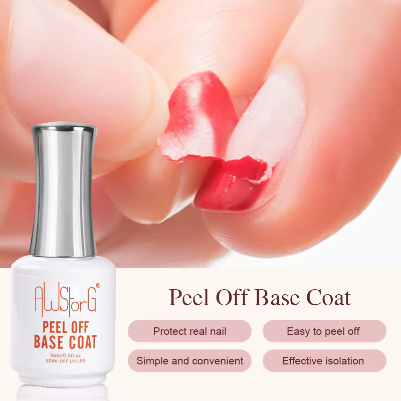 AWStorG 15ML Peel Off Base Coat Gel UV vernis à ongles apprêt clair Semi Permanent UV doux pratique 