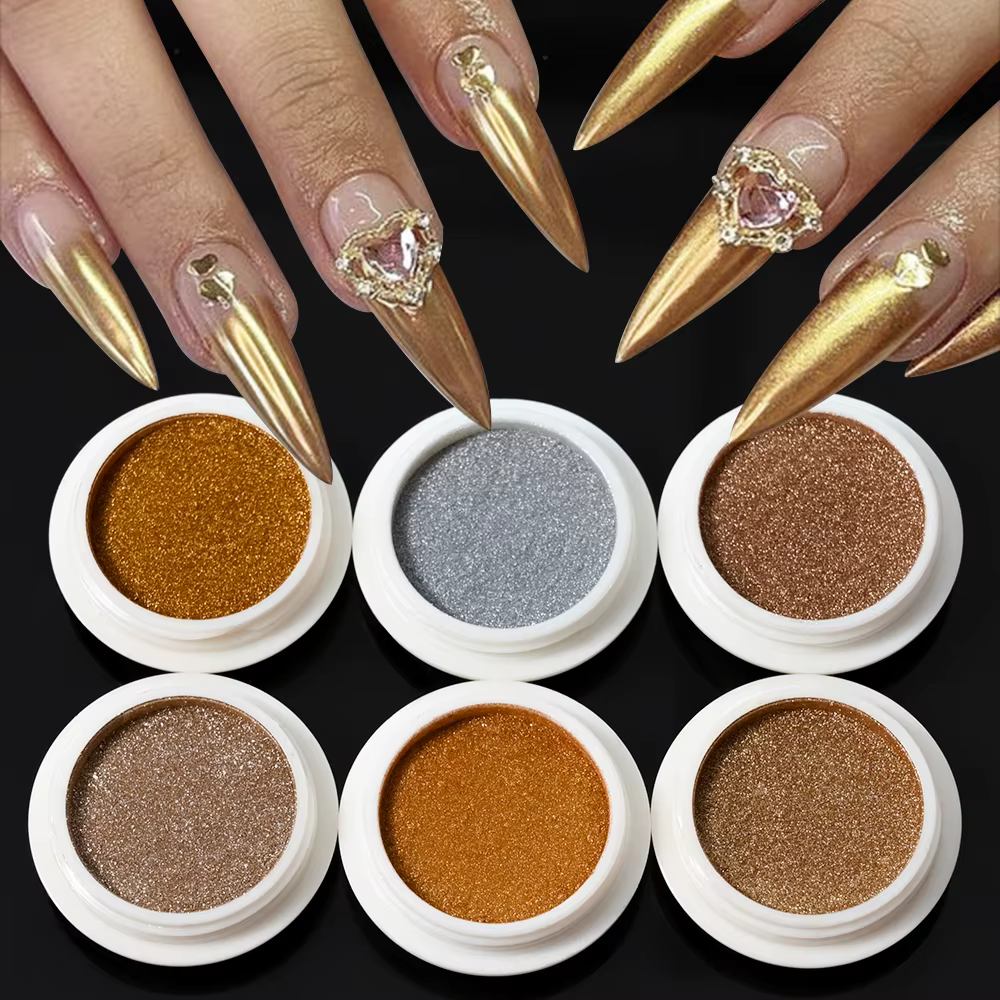 6 couleurs/ensemble miroir métallique Chrome poudre à ongles holographique caméléon paillettes manuc
