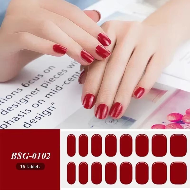 Enveloppes pour ongles semi-durcies, 16/20 pointes, couleur Simple, couverture complète, autocollant