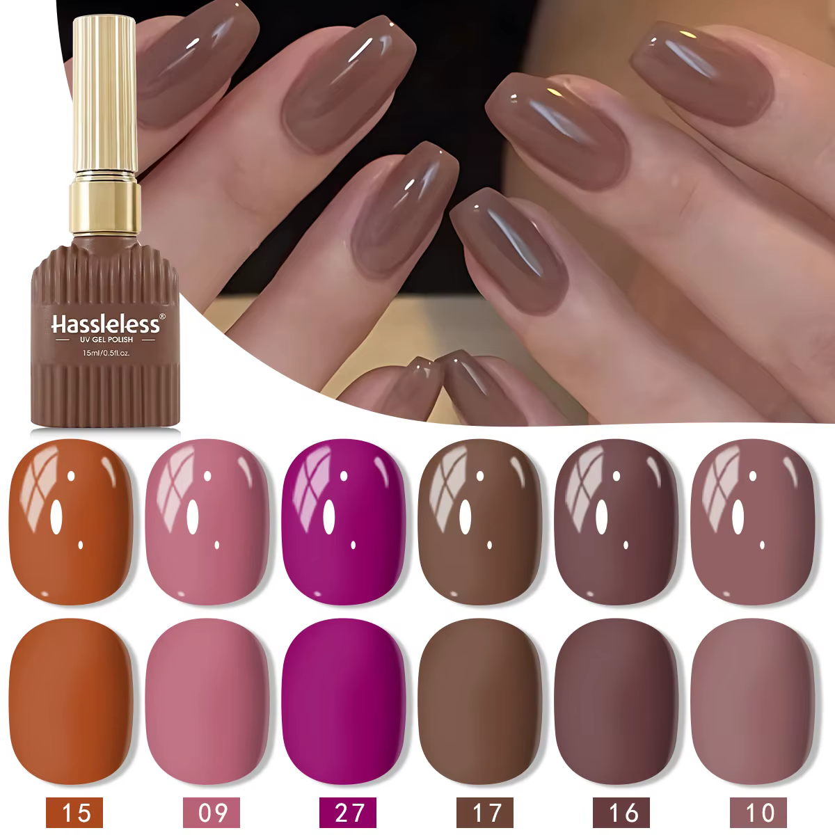 Ensemble de vernis à ongles en gel de couleur tendance, 6 pièces, à la mode et polyvalent, vernis à