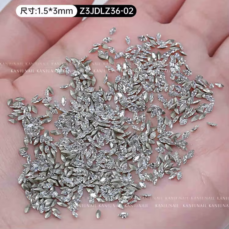 100 pièces glace-Transparent Mini étincelle Nail Art strass 1.5x3mm oeil de cheval/losange 3D paille