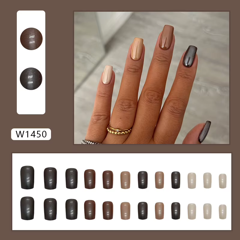Rayures blanches 24 pièces presse sur ongles rose dégradé faux ongles brillant doigt artificiel manu