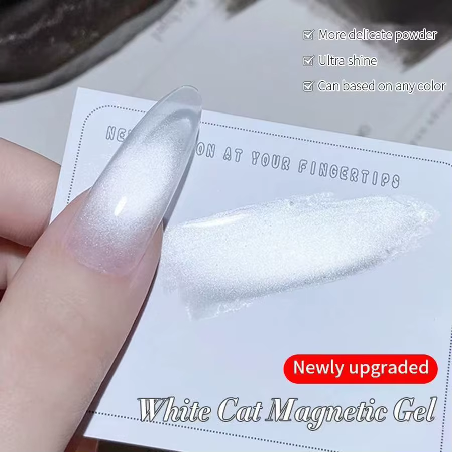 1-24 pièces WS blanc argent oeil de chat Gel magnétique vernis à ongles Ultra brillance tremper Gel
