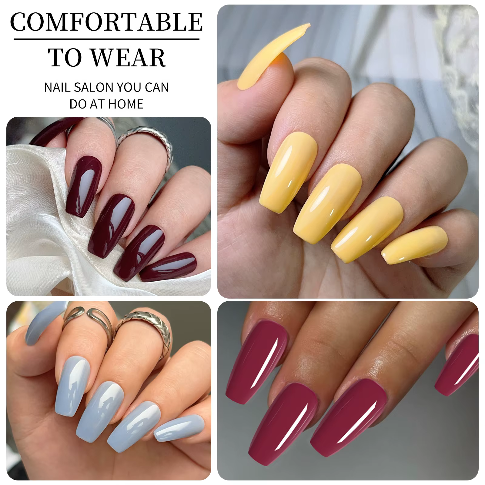 96 pièces en boîte 4 couleurs pointes d'ongles courts Ballet/Coffin/carré couverture complète mat br