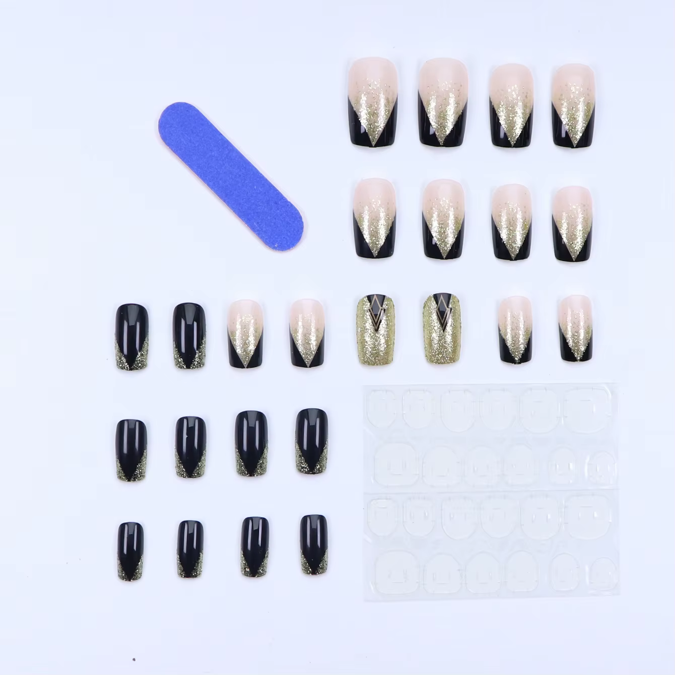 24 pièces d'ongles français courts avec 1 gelée et 1 lime à ongles 24 pièces d'ongles français court