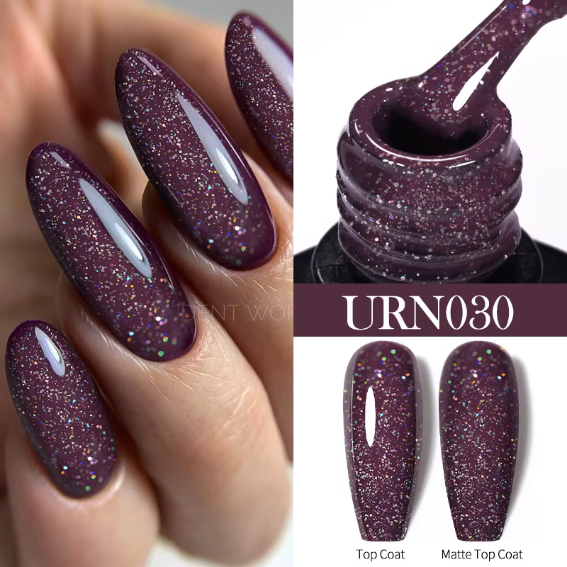 UR SUGAR 7/7.5ml Vernis à ongles gel couleur nude pailletée semi-permanent, vernis à ongles soak-off