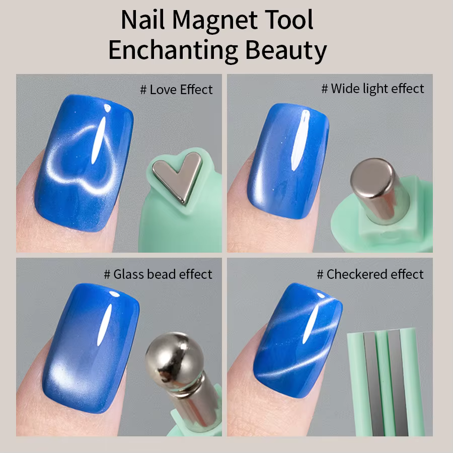 Bâton magnétique 4 en 1 3D en forme de cœur, outils magnétiques pour ongles œil de chat, aimant mult
