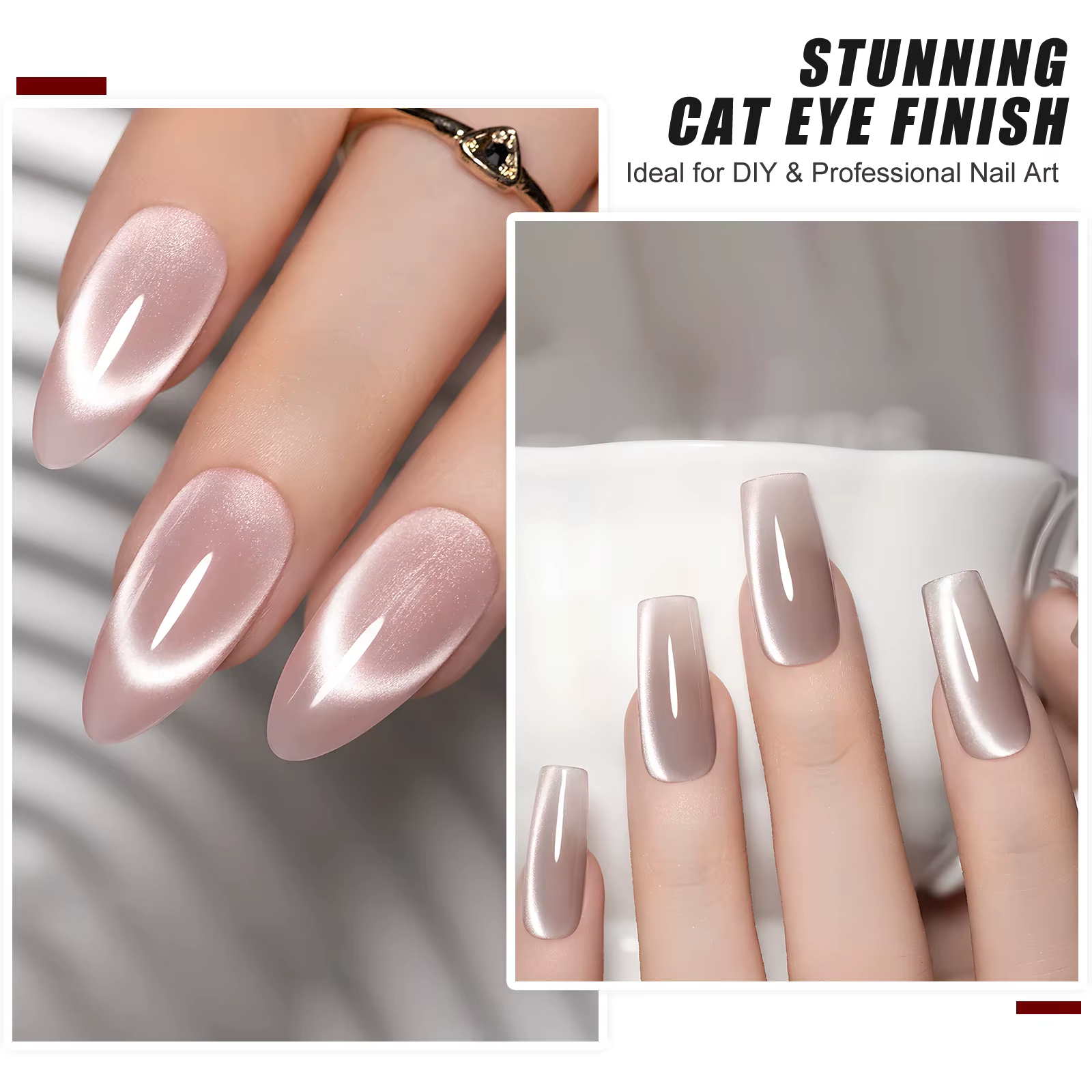 Kit d'aimants pour nail art français à double tête, aimant 3D puissant effet œil de chat, pour verni