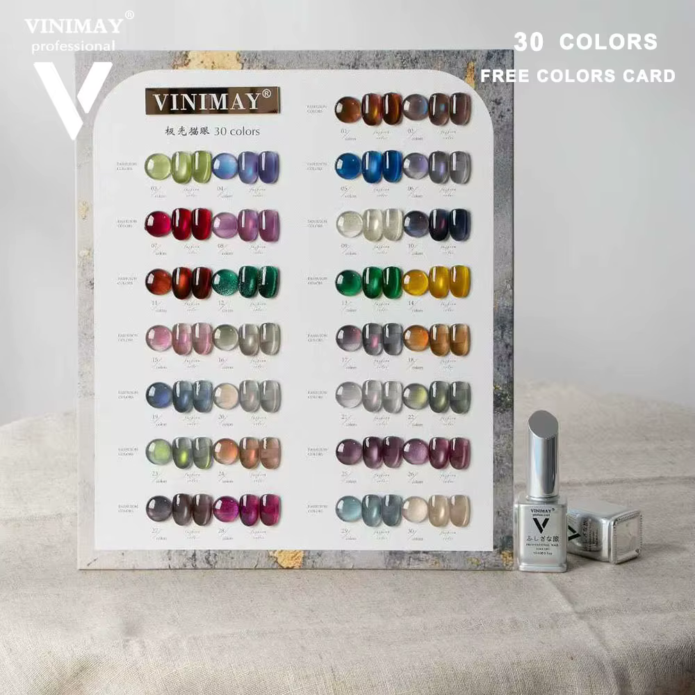 VINIMAY Nouveau Kit de Vernis à Ongles Gel Magnétique Effet Œil de Chat Aurora 30 Couleurs, Vernis G