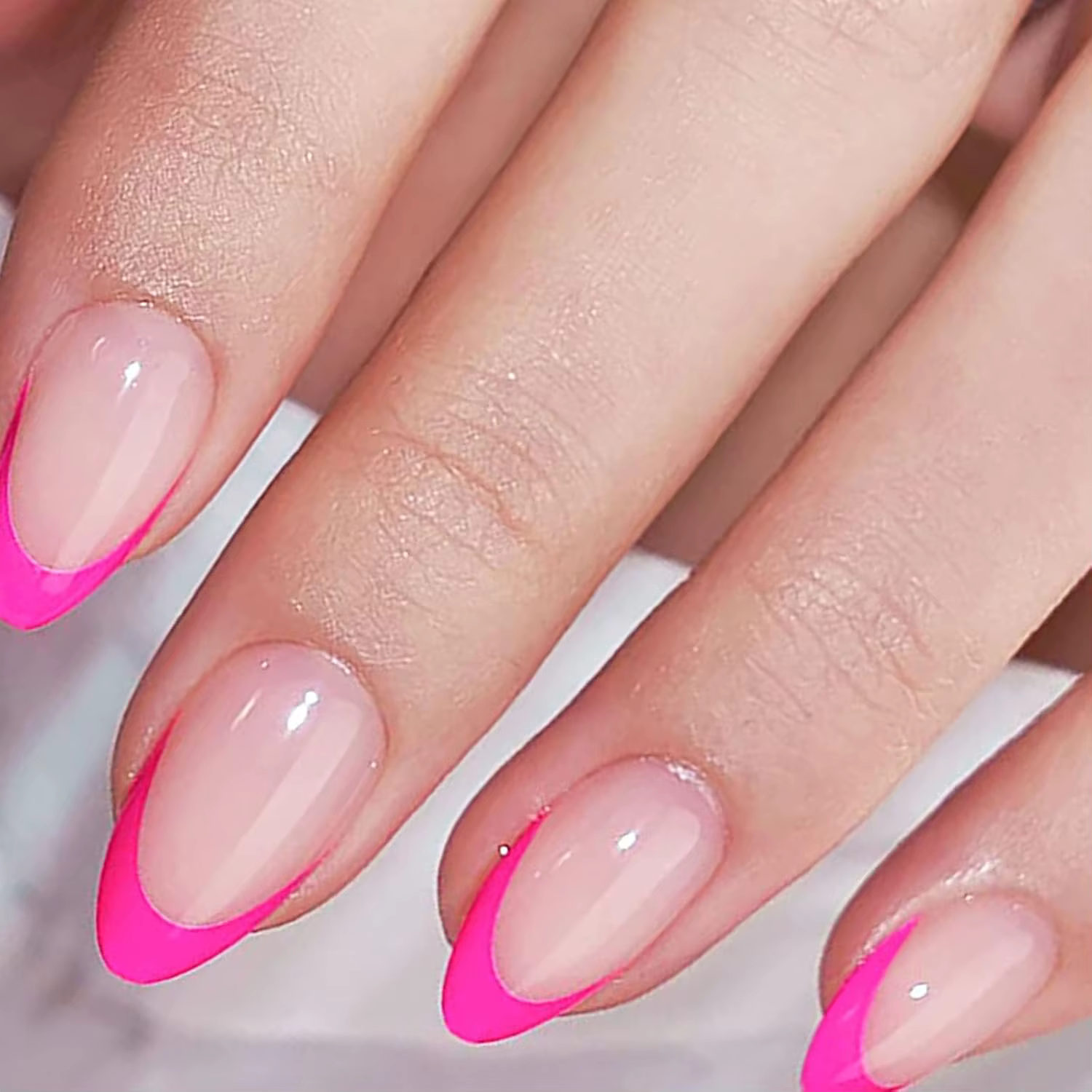 Faux ongles ovales courts à bord français rouge, 24 pièces, avec motif cerise et faux ongles en acry