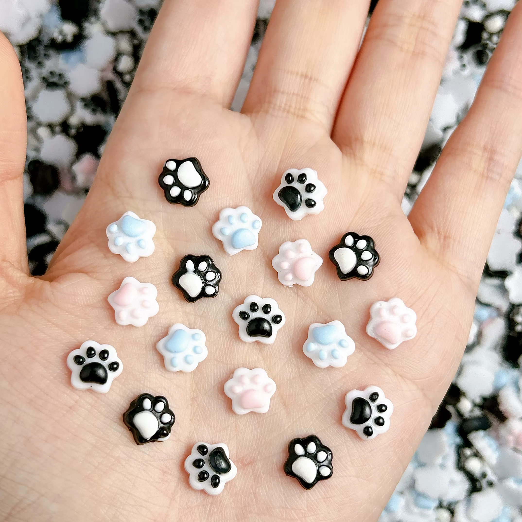 20 pièces lumineux belle chiot griffes résine ongles breloques coloré créatif simulé animaux griffes