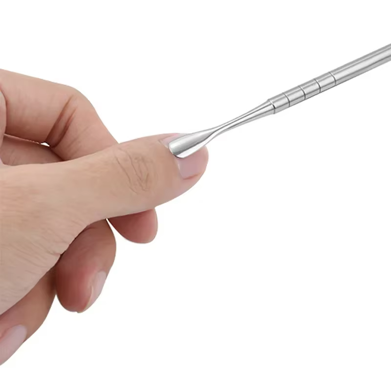 Nouveau dissolvant de cuticules à tête biseautée à Double extrémité, dissolvant de cuticules en acie