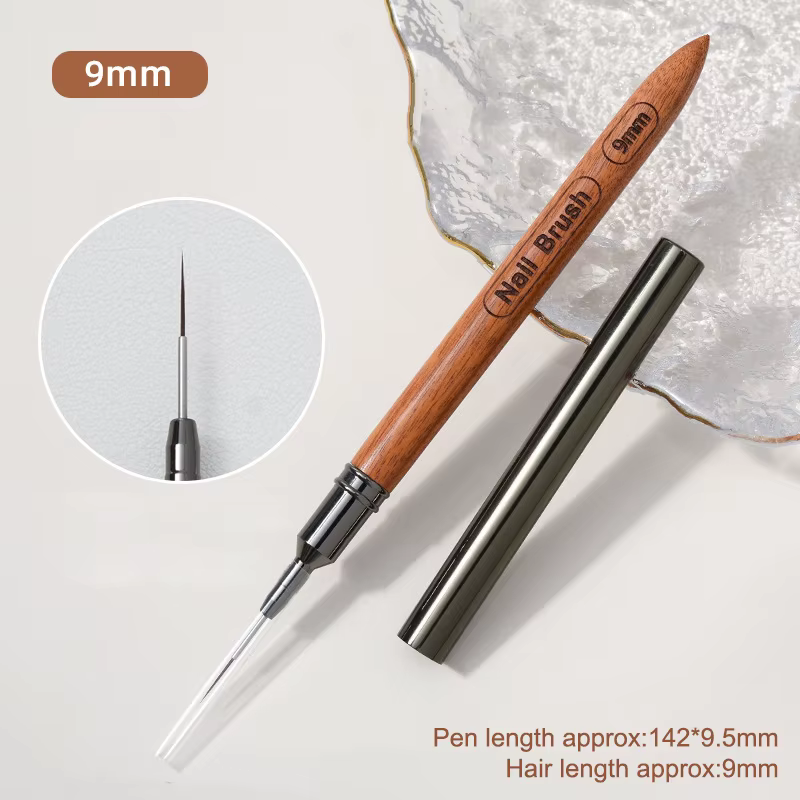 Brosse fine pour revêtement d'ongles, 6/9/12/15/18mm, pour manucure, stylo de conception, détail de