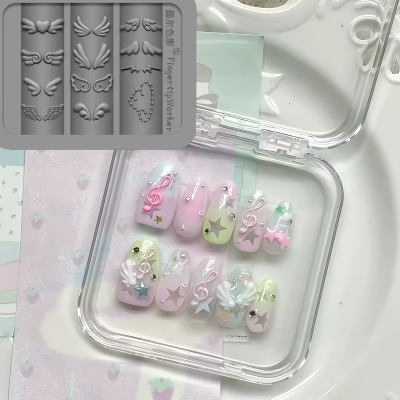 Moule en silicone transparent Y2K pour décorations d'ongles 3D, motifs mini ailes de papillon et nœu