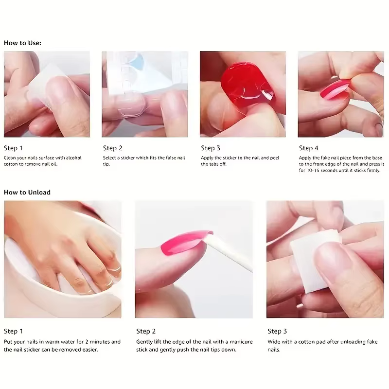24 morceaux de faux ongles carrés courts, avec un cœur dégradé teint en halo et un design français c