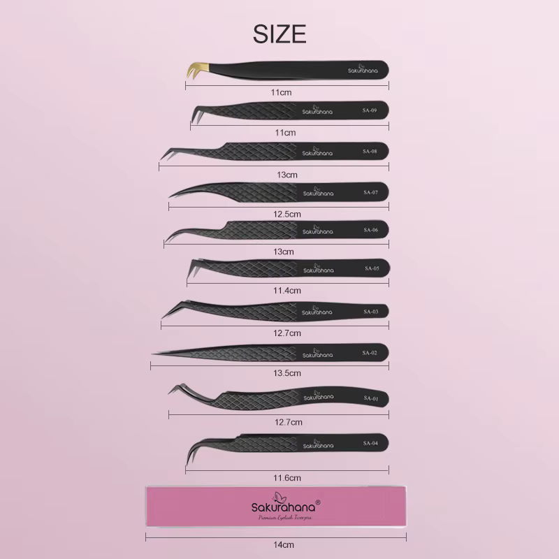 SAKURAHANA pince à cils professionnelle pointe en Fiber noire pour Extensions de cils méga Volume ou