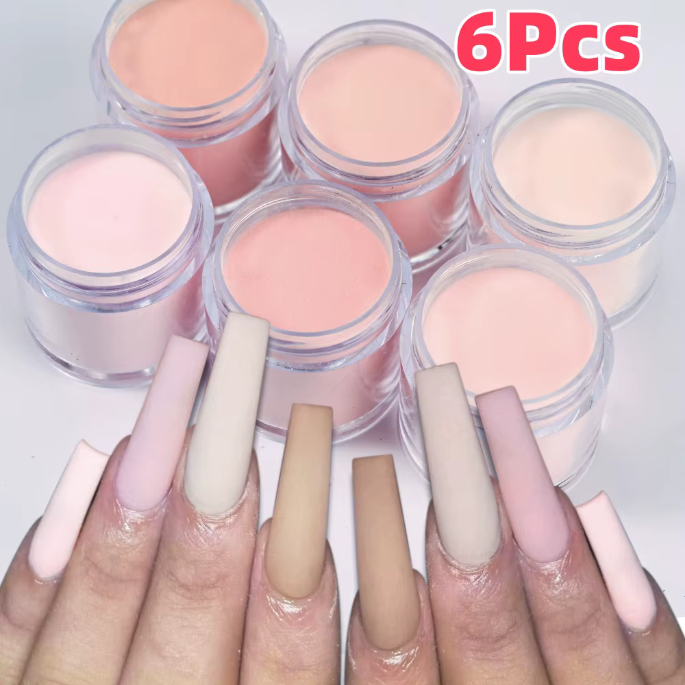 Filet de poudre acrylique pour Nail Art, 6 couleurs, chair/rose, 7g x 6 pots pour Extension d'ongles